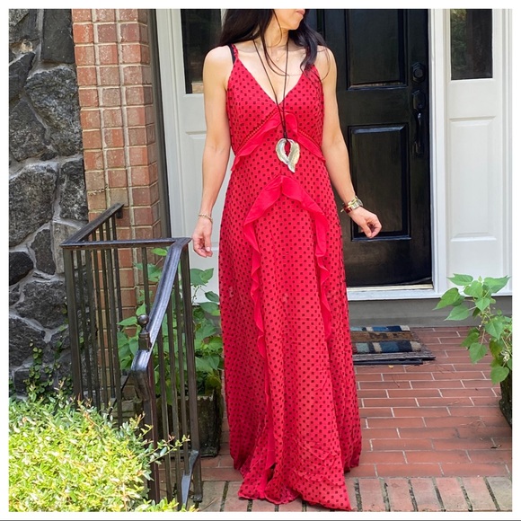 ABSOLUTELY GORGEOUS BOHO CHIC RED MAXI DRESS - Picture 12 of 12